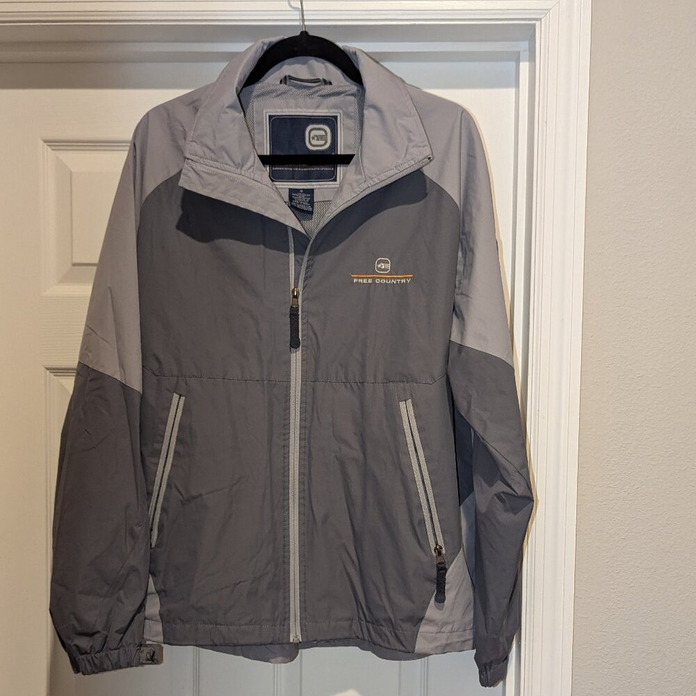 MENS FREE COUNTRY FCXTREME Jacket Gray/Black Softshell Full Zip No Hood Size M